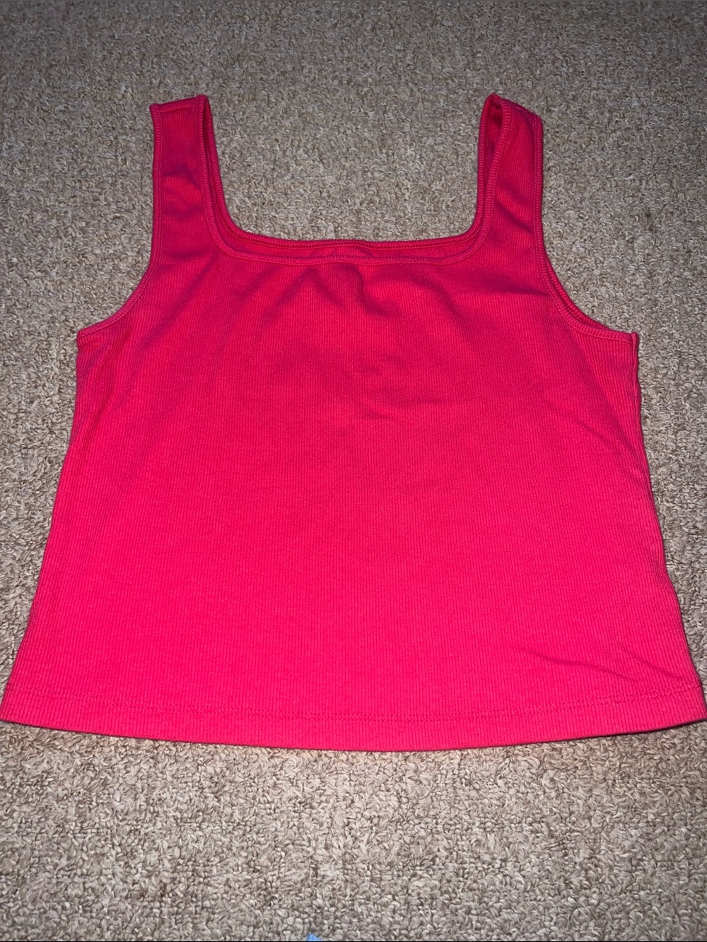 Old Navy Ribbed Square Neck Tank Top - Bright Pink Large
